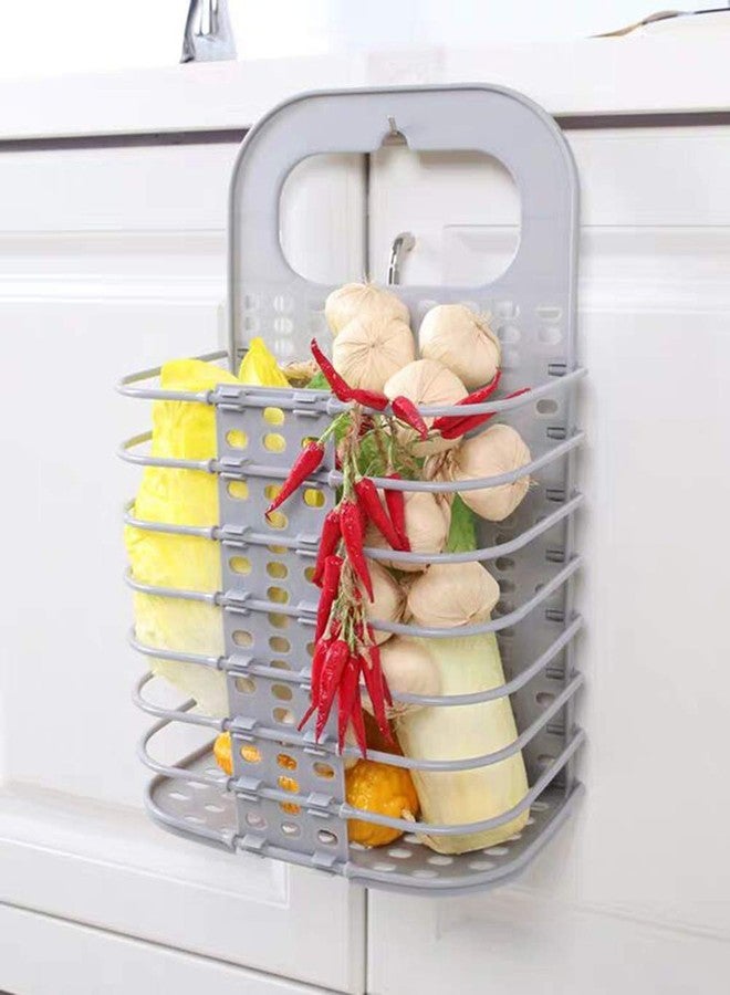BHAVENA Wall Mounted Bathroom Hanging Mesh Laundry Basket Toiletry Organization Washing Bin Home Portable Magic Sticker Plastic Laundry Hamper Bag for Bathroom Bedroom Dirty Clothes (Multi Color) (2) - Image 5